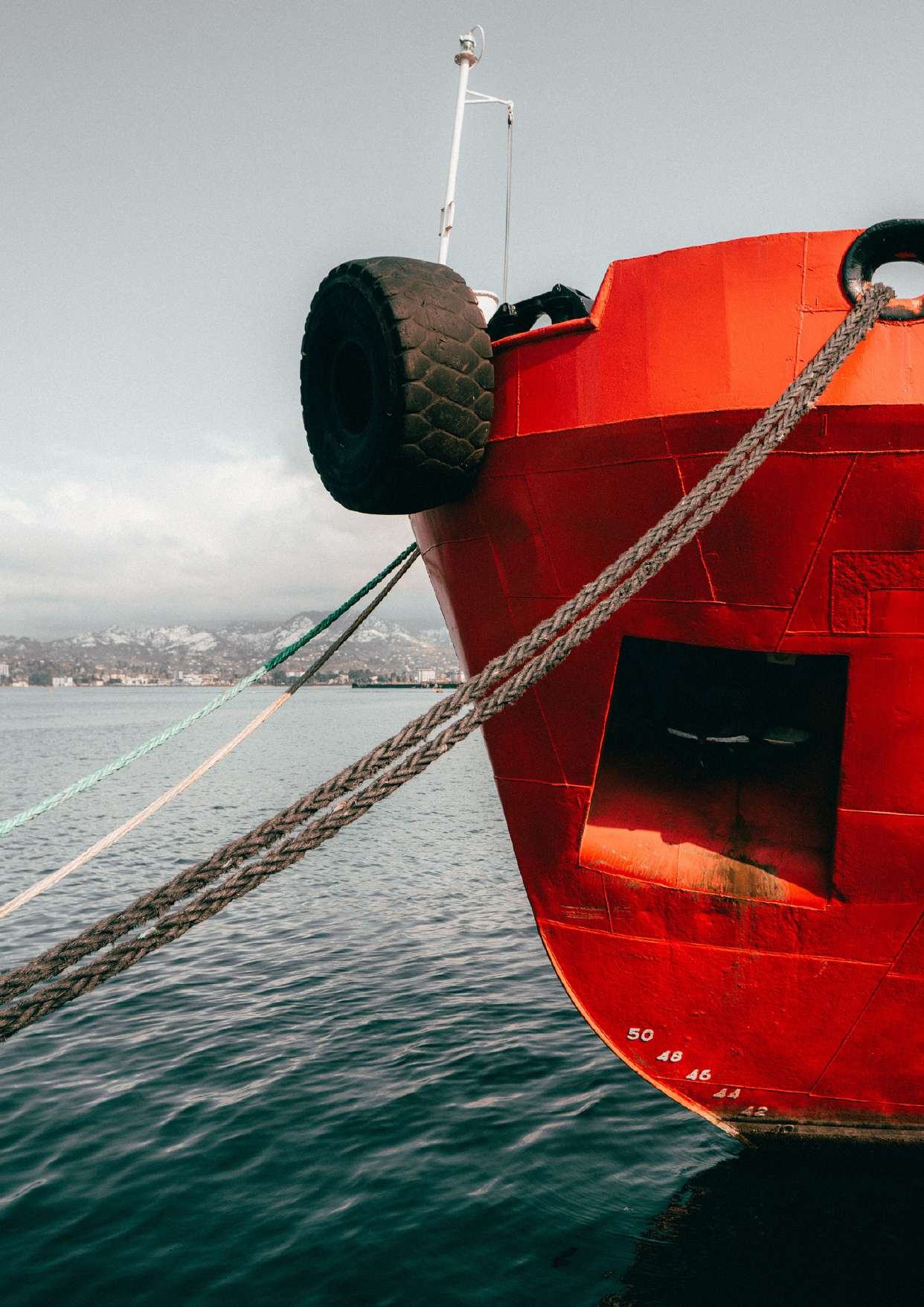 Bow of a vessel moored alongside